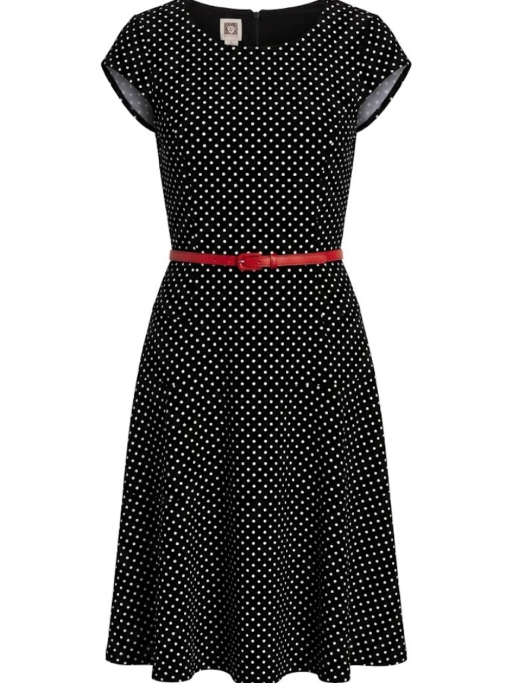 Retro Polka Dot Fit & Flare Dress Size 6 Black White Pinup Rockabilly Belted